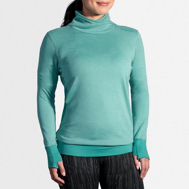 Brooks Women's Notch Thermal Long Sleeve Running Shirt Singapore - Green (41870-KVMC)